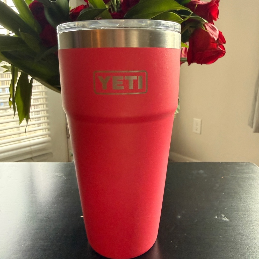 Yeti Red Travel Tumbler with Clear Lid